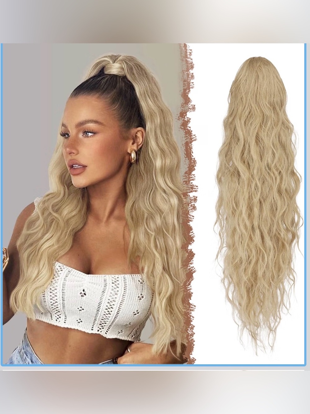 Pony Long Wavy Light Blonde Ponytail
